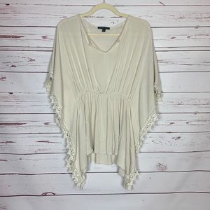 Signature Studio Women’s S Small Cream Ivory Lace Boho Cute Festival Top Blouse